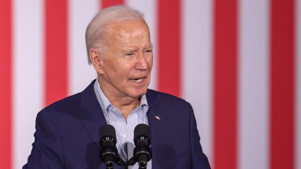  US President Joe Biden speaks at Stupak Community Center on March 19, 2024 in Las Vegas, Nevada. 