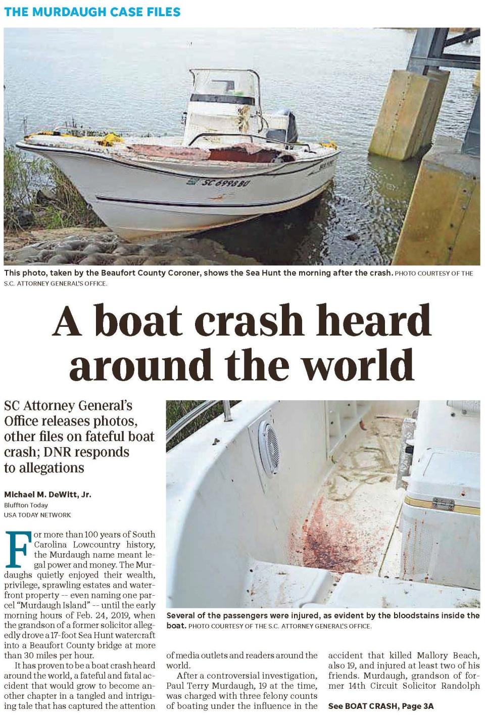 The front page of The Hampton County Guardian as it continued to cover the Beaufort County boat crash that killed Mallory Beach and introduced the world to the Murdaughs of Hampton County.