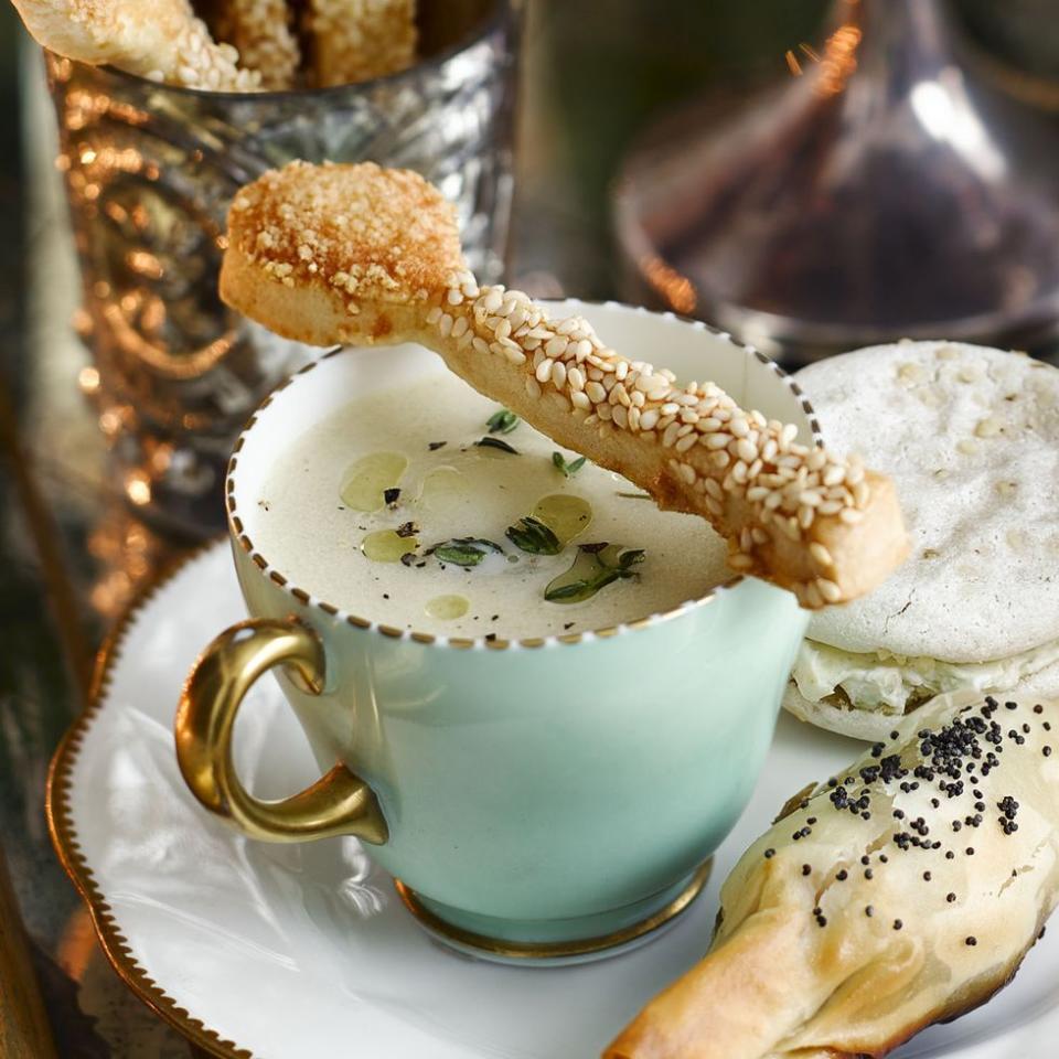 <p>A celebration of winter produce, celeriac, onion, garlic and thyme are blended with cream and vegetable stock to make this silky soup.</p><p><strong>Recipe: <a href="https://www.goodhousekeeping.com/uk/christmas/christmas-recipes/a558086/celeriac-and-thyme-soup/" rel="nofollow noopener" target="_blank" data-ylk="slk:Celeriac and thyme soup;elm:context_link;itc:0" class="link ">Celeriac and thyme soup</a></strong></p>