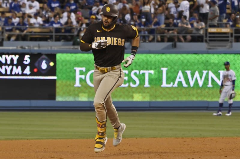 Outfielder Fernando Tatis Jr. and the San Diego Padres will host the San Francisco Giants on Thursday in San Diego. File Photo by Jim Ruymen/UPI