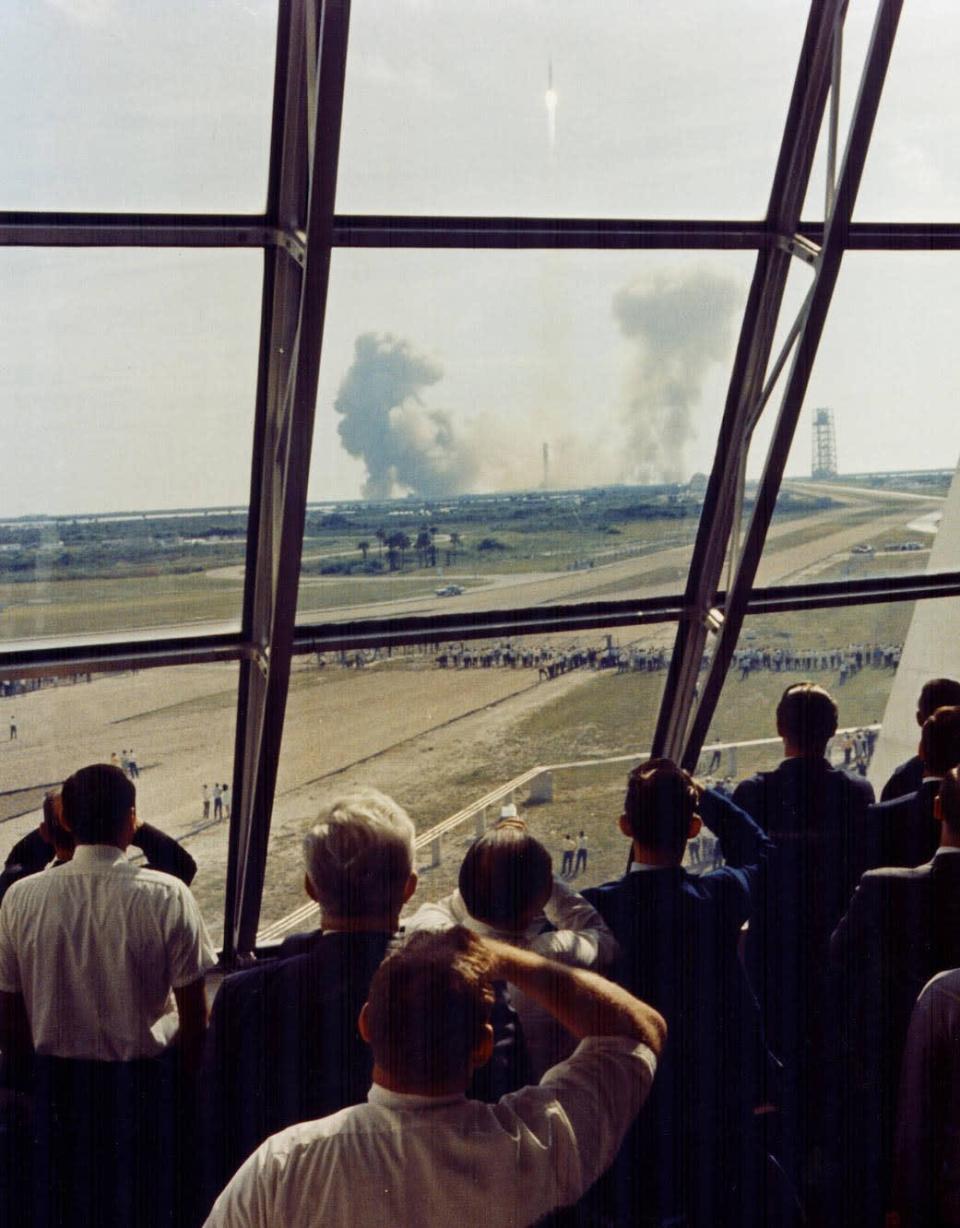 <div class="inline-image__caption"><p>Personnel in the Launch Control Center watched the Apollo 11 liftoff from Launch Complex 39A at the start of the historic lunar landing mission.</p></div> <div class="inline-image__credit">Courtesy of NASA</div>