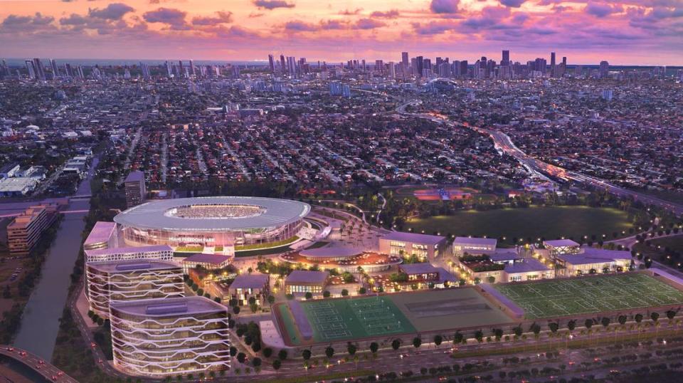 Representación de Miami Freedom Park, el futuro estadio propuesto para Inter Miami CF en Miami, la Florida.