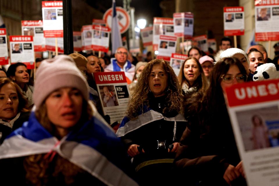 Israel supporters take part in a demonstration demanding immediate release of children hostages who are being held in Gaza, amid the ongoing conflict between Israel and the Palestinian Islamist group Hamas, in Prague, Czech Republic, November 20, 2023.