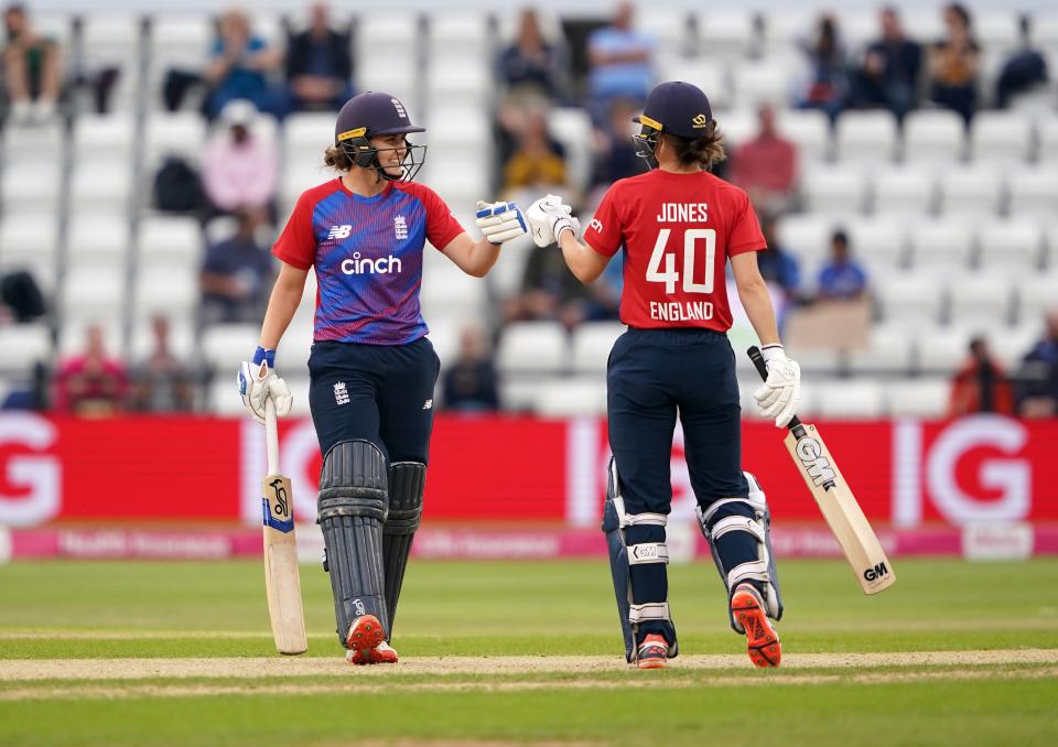 Nat Sciver and Amy Jones starred for England in their win over India (PA Wire)