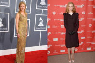 <p>The actress dazzled onlookers at the Grammys in a stunning golden Vera Wang gown, making up for her dowdy appearance in Bottega Veneta at the Sundance Film Festival.</p>