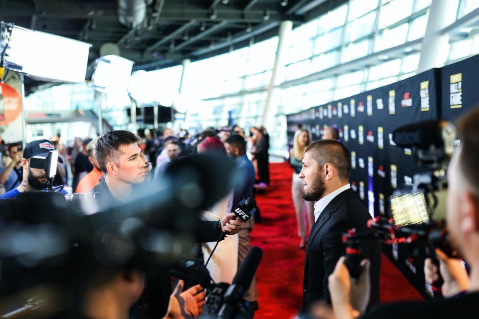 Khabib Nurmagomedov walks the red carpet.