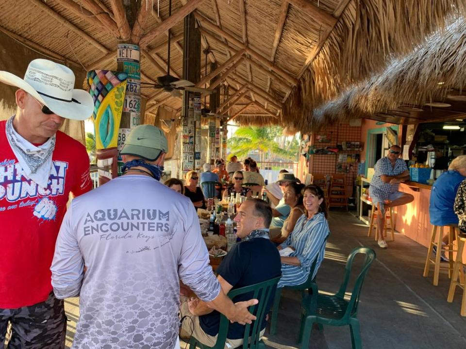 Burdines Waterfront saw steady business on its second floor terrace Saturday night, June 27, 2020, at the restaurant’s Marathon location. The wait for a table was between 30 and 40 minutes.