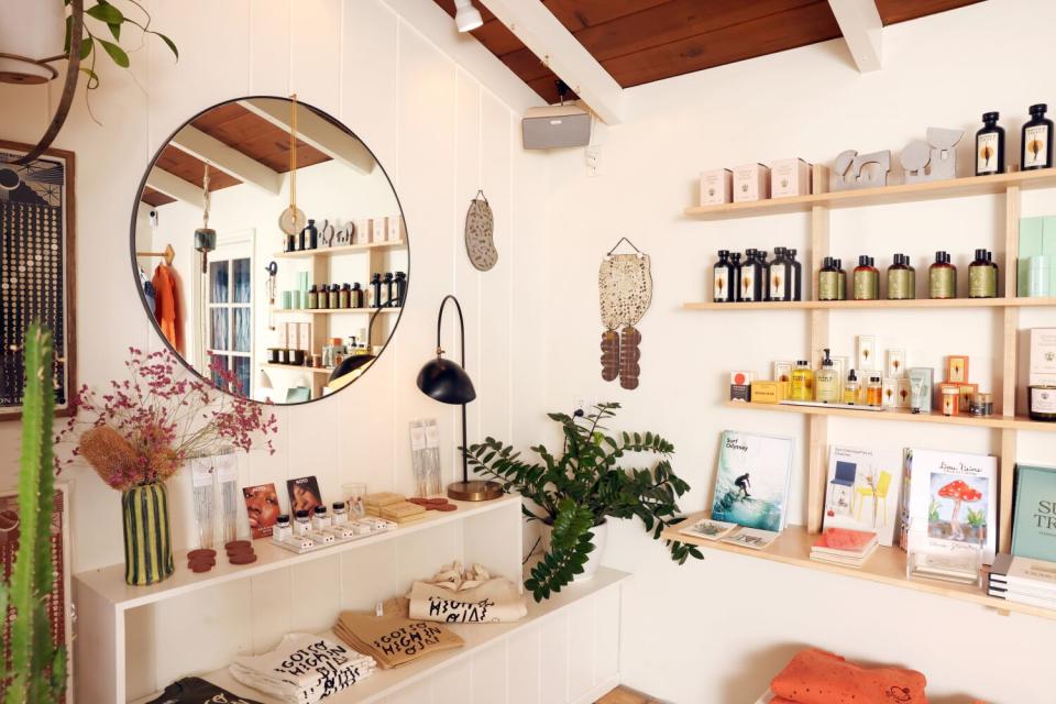 Products line the shelves of the gift shop at Ojai Rancho Inn.