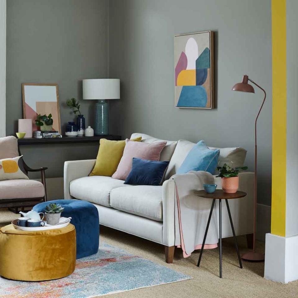 Add a subtle slice of colour to divide open-plan living