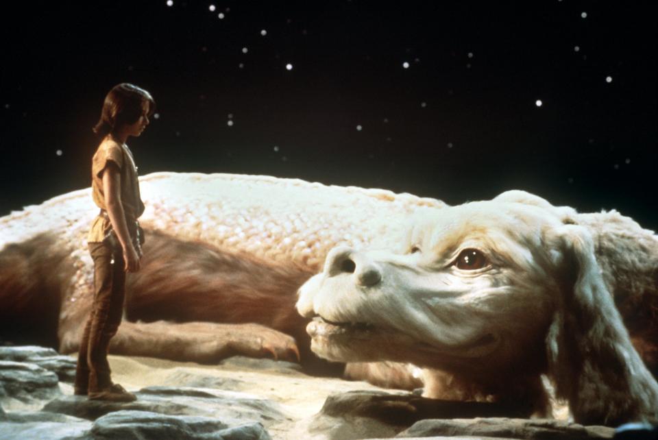 Noah Hathaway as "Atreju" with the white dragon in a scene of the film "The neverending story" from 1983. (Photo by dpa/picture alliance via Getty Images)