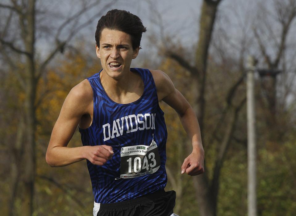 Hilliard Davidson's Connor Ackley won the boys Division I state cross country championship in 15 minutes, 10.1 seconds on Nov. 5 at Fortress Obetz.