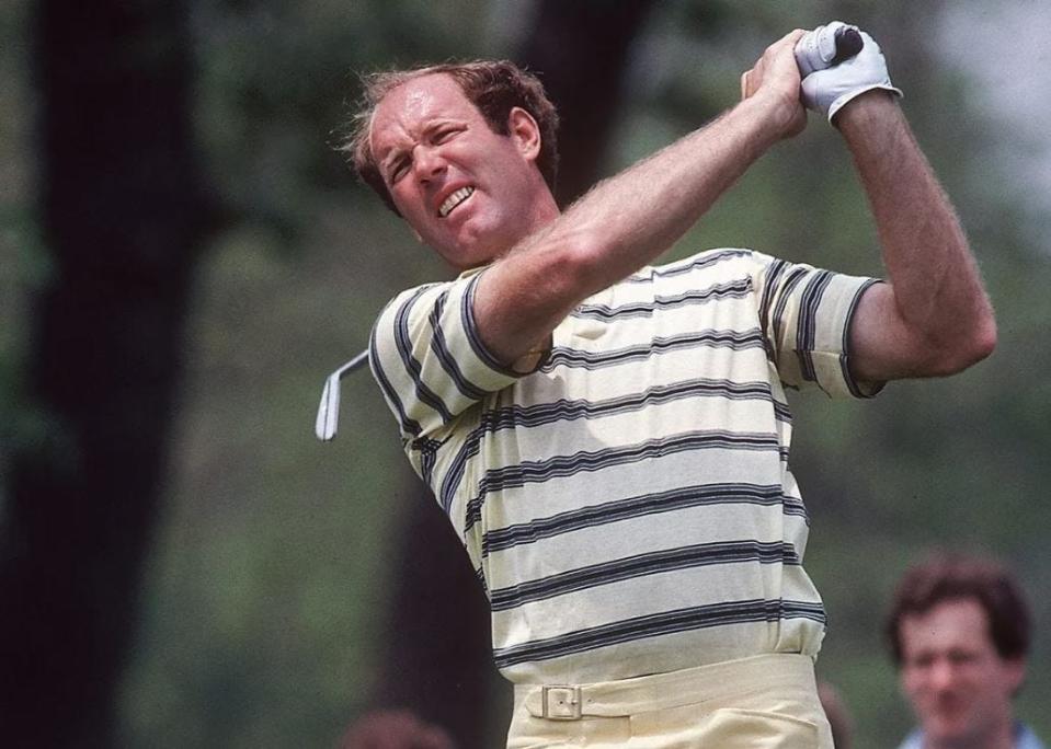 Tom Weiskopf follows through a swing during the 1980 Memorial Tournament at Muirfield Village Golf Club in Dublin, Ohio. Mandatory Credit: Malcolm Emmons-USA TODAY NETWORK
