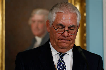 U.S. Secretary of State Rex Tillerson delivers remarks on the 2016 International Religious Freedom Annual report at the State Department in Washington, U.S. August 15, 2017. REUTERS/Jonathan Ernst