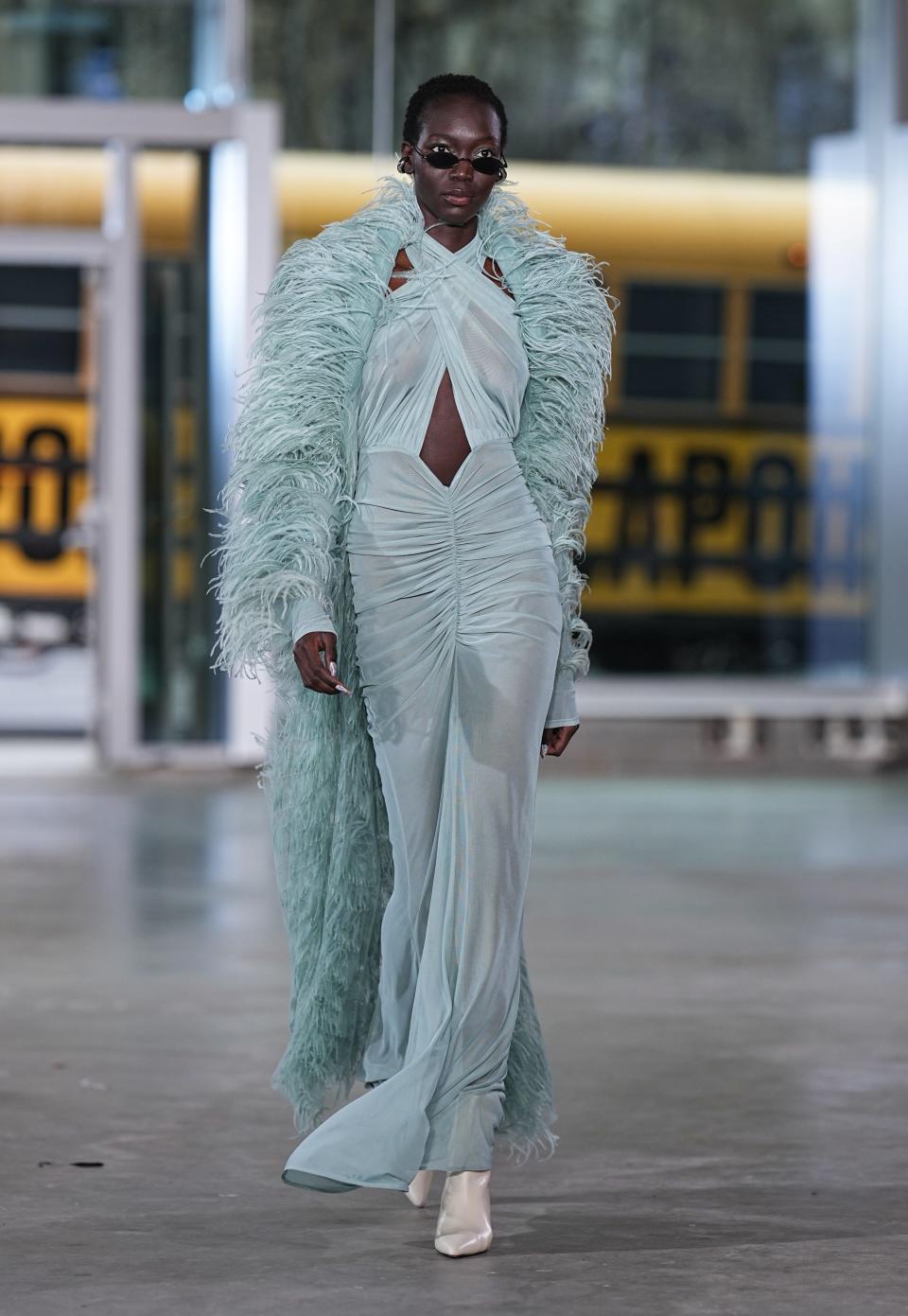 A model walks the runway at the Lapointe show during New York Fashion Week on Feb. 10, 2024, in New York City.