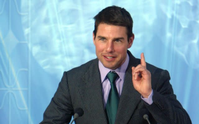 MADRID, SPAIN: US actor, Tom Cruise speaks during the inauguration of the Church of Scientology in Madrid, 18 September 2004. AFP PHOTO/ Pierre-Philippe MARCOU (Photo credit should read PIERRE-PHILIPPE MARCOU/AFP via Getty Images)