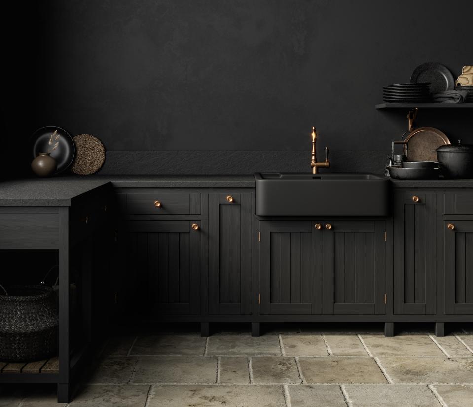 a black kitchen