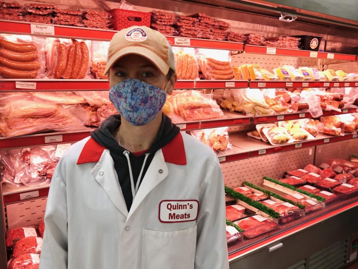 Kara Enright and her husband Darold Enright purchased the Quinn's Meat abattoir and deli shop in Stone Mills, Ont., with the goal of continuing to serve local farmers and residents. (Giacomo Panico/CBC - image credit)