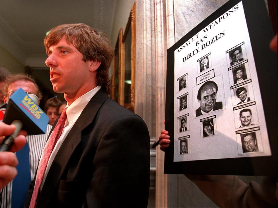 Michael Kennedy speaks during a press conference at the Massachusetts State House in Boston.