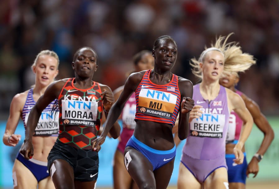 Athing Mu of Team United States competes in the Women’s 800m Final during day nine of the World Athletics Championships Budapest 2023 at National Athletics Centre on August 27, 2023 in Budapest, Hungary. (Photo by Christian Petersen/Getty Images for World Athletics)