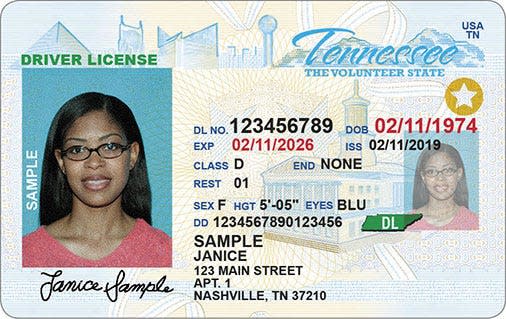 There are now standards in effect for issuing Real ID-compliant driver's licenses in Tennessee. The gold star on the right side shows it's a new one; future noncompliant licenses will instead say "Not for federal identification."