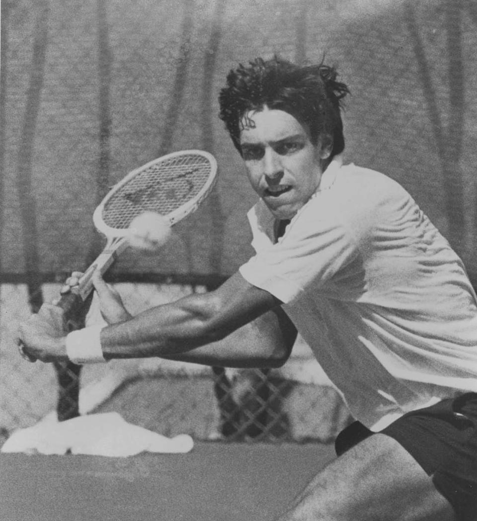 John Mangan during action for the Georgia Tennis team