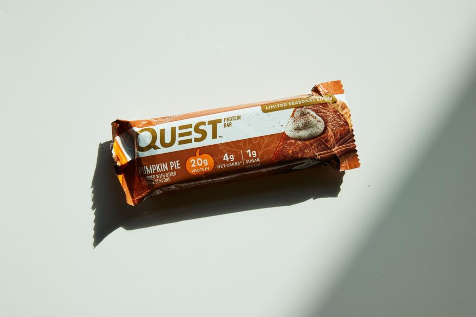 <p><a href="https://go.redirectingat.com?id=74968X1596630&url=https%3A%2F%2Fwww.questnutrition.com%2Fproducts%2Fpumpkin-pie-protein-bar&sref=https%3A%2F%2Fwww.redbookmag.com%2Ffood-recipes%2Fa45702875%2Ffall-seasonal-nutrition%2F" rel="nofollow noopener" target="_blank" data-ylk="slk:Shop Now;elm:context_link;itc:0;sec:content-canvas" class="link ">Shop Now</a></p><p>Pumpkin Pie Protein Bars</p><p>questnutrition.com</p><p>$10.99</p><span class="copyright">Trevor Raab</span>