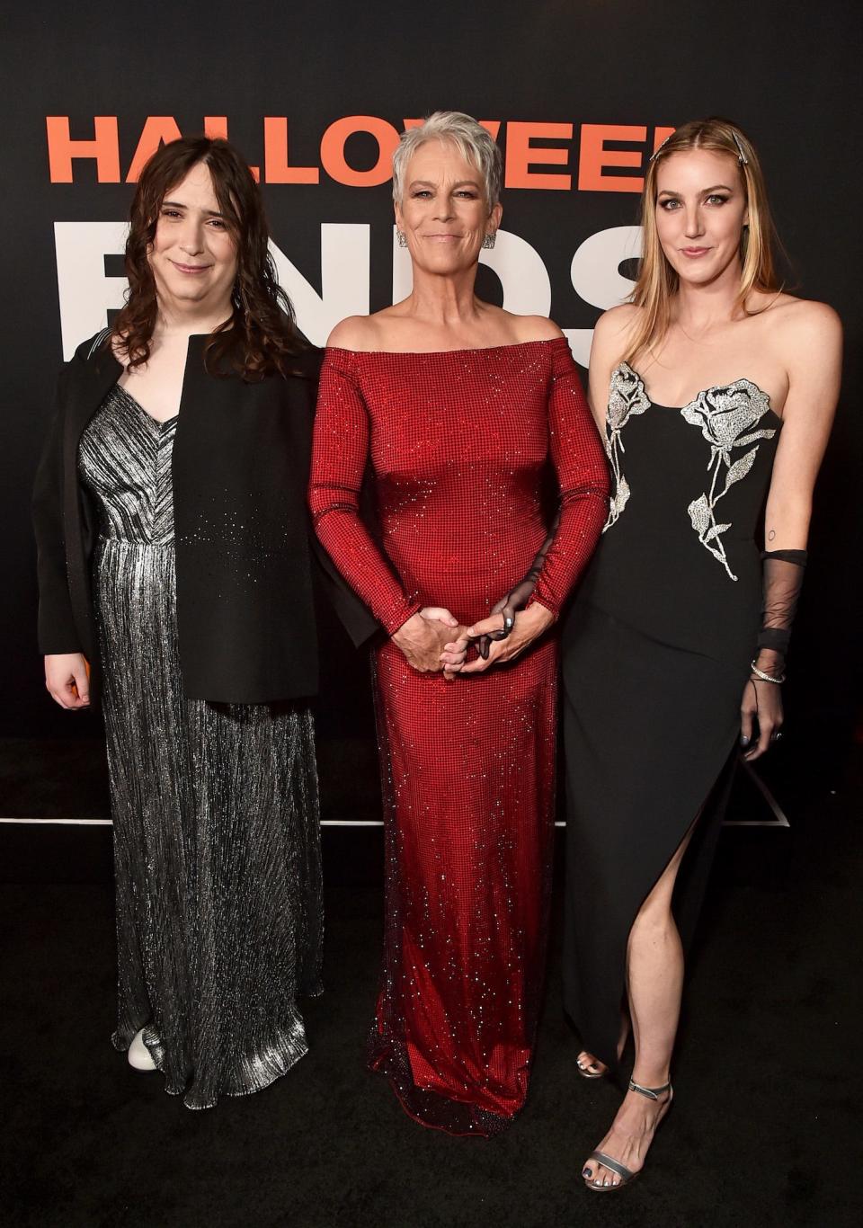 Ruby Guest, Jamie Lee Curtis, and Annie Guest at the "Halloween Ends" premiere on October 11, 2022.
