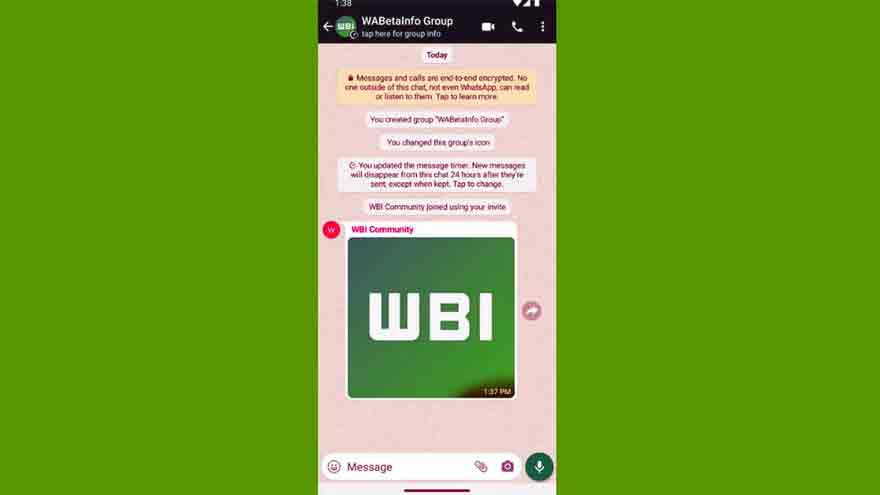 Captura de pantalla de una beta de WhatsApp con el cambio en la foto de perfil.