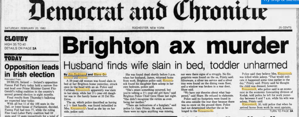 Democrat and Chronicle story on Brighton ax murder