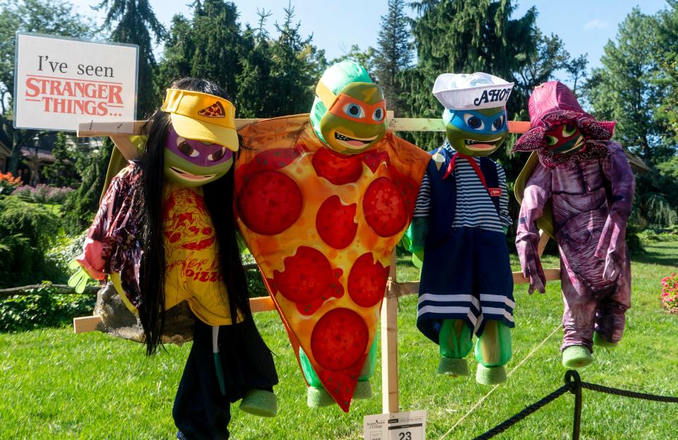The scarecrows of the 2023 Peddler’s Village Scarecrows in the Village competition in Lahaska on Tuesday, Sept. 19, 2023.
[Daniella Heminghaus | Bucks County Courier Times]
