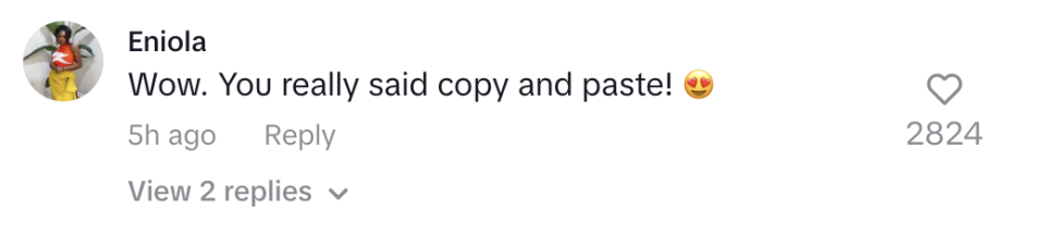 "You really said copy and paste!"