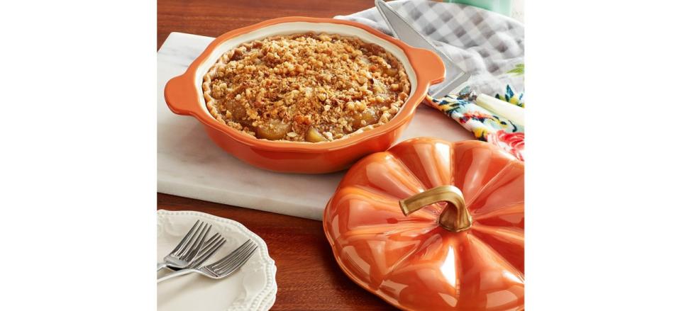 Ceramic Pumpkin Pie Plate with Lid