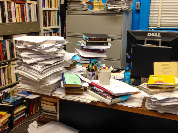 TORONTO, ONTARIO, CANADA - 2015/12/04: Messy lawyer office or work place. Untidey real life scene of the working style or conditions of some lawyers. (Photo by Roberto Machado Noa/LightRocket via Getty Images)