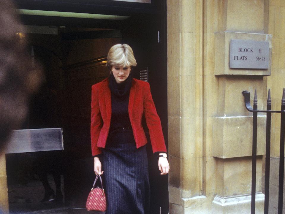 Lady Diana Spencer being pursued by the Press near her London flat in 1980.