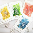 <p>Use a white gel pen, white wax crayon or masking fluid to draw a design on your cards before painting over them with watercolors, and you'll get this cool effect. Each card is totally unique!</p><p><a href="https://youtu.be/C5aUbptpapg" rel="nofollow noopener" target="_blank" data-ylk="slk:Get the tutorial at MarenaART »;elm:context_link;itc:0;sec:content-canvas" class="link "><em>Get the tutorial at MarenaART »</em></a></p>