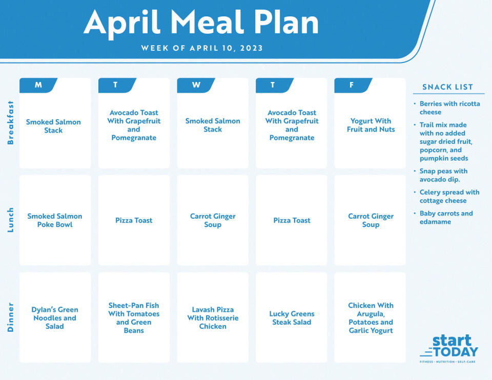 Start TODAY meal plan for the week of April 10, 2023