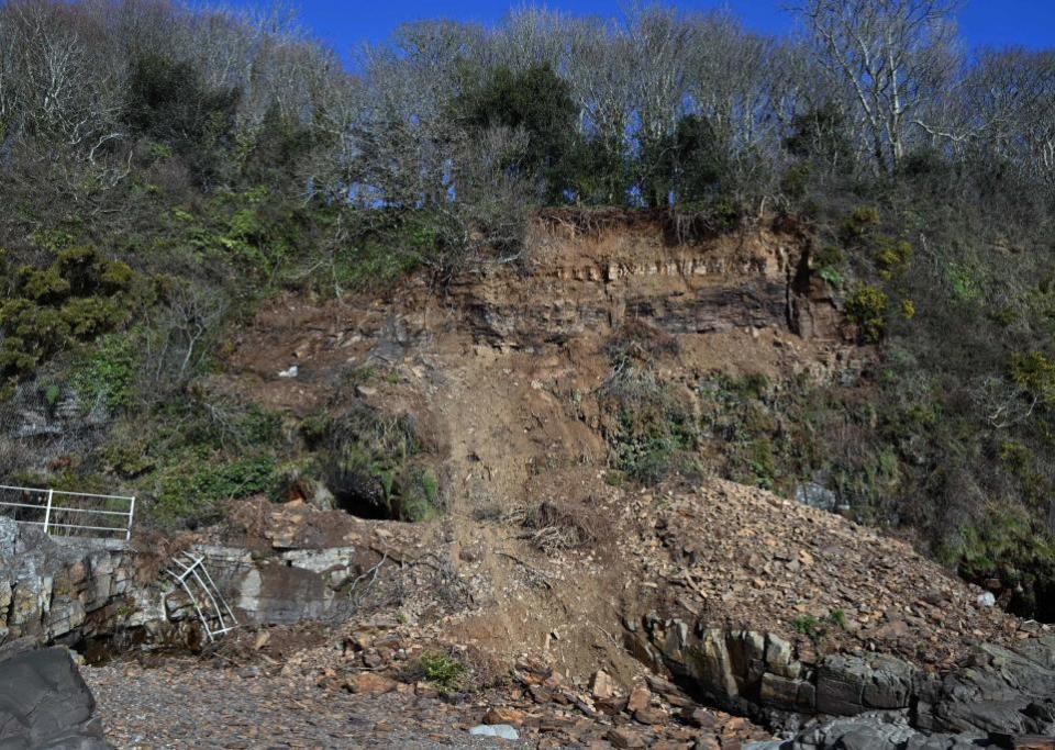Western Telegraph: The landslip by the entrance to the 'long tunnel'.