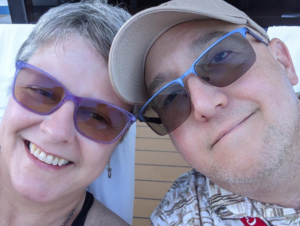 renae (the writer) and her husband on carnival cruise