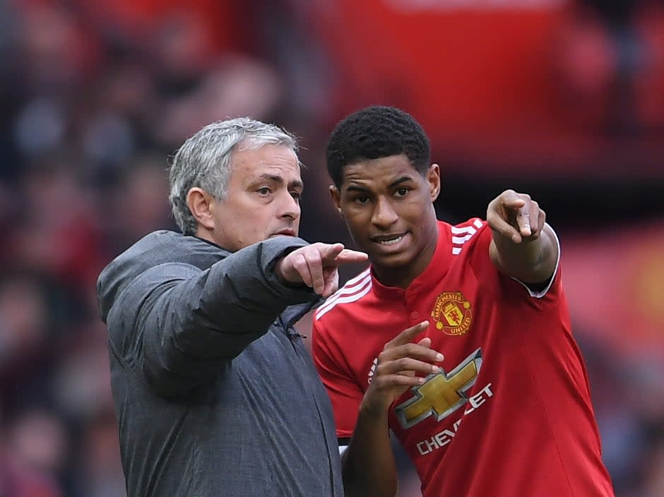 Marcus Rashford with Jose Mourinho during the latter’s time as Manchester United coach (Getty Images)