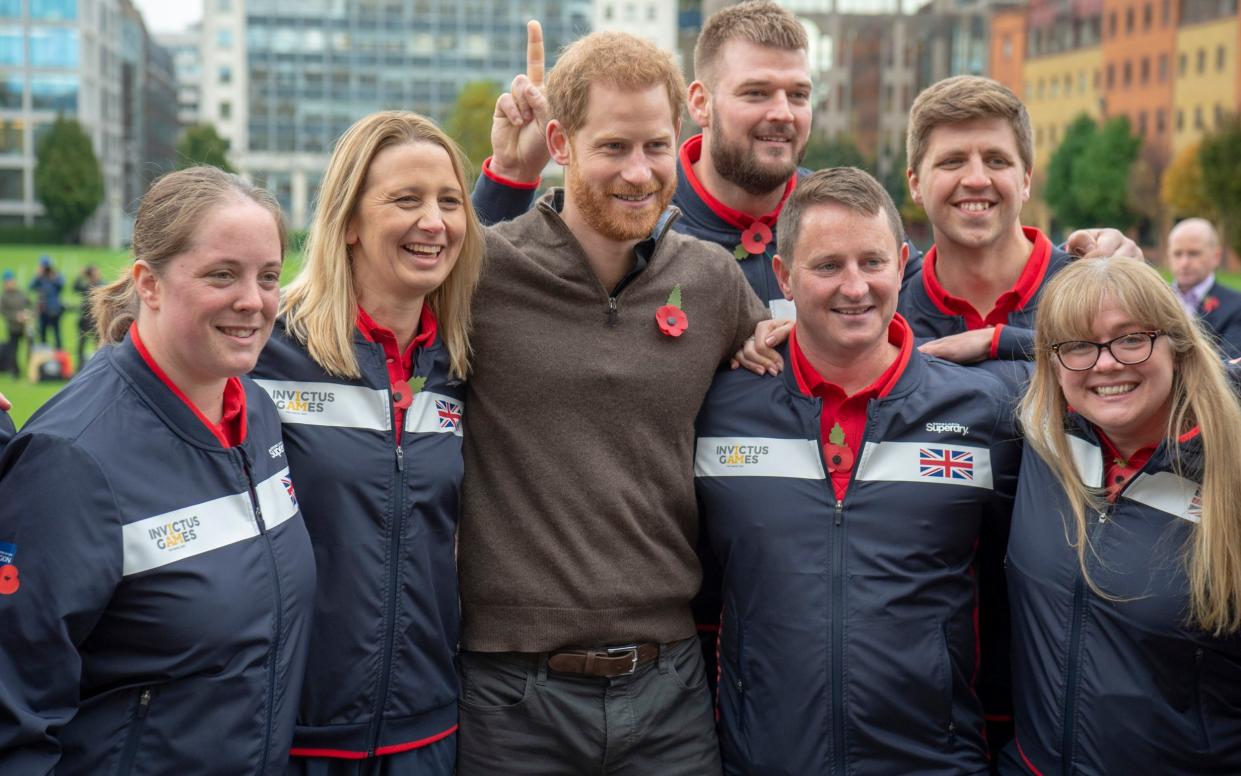 Prince Harry with British Invictus Games athletes - Paul Grover for The Telegraph