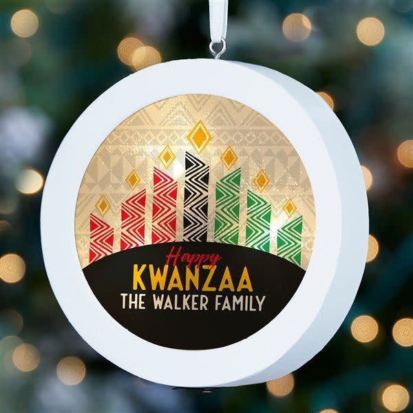 7) Kwanzaa Personalized LED Light Ornament