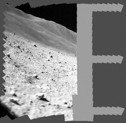 由SLIM載著的多波段相機（MBC）捕捉的月球表面掃描馬賽克影像。（圖／日本宇宙航空研究開發機構）