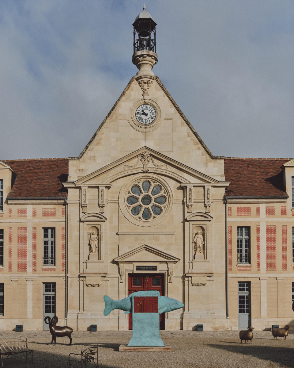 Scuptures by Claude and François-Xavier Lalanne on display at Kering's headquarters in Paris