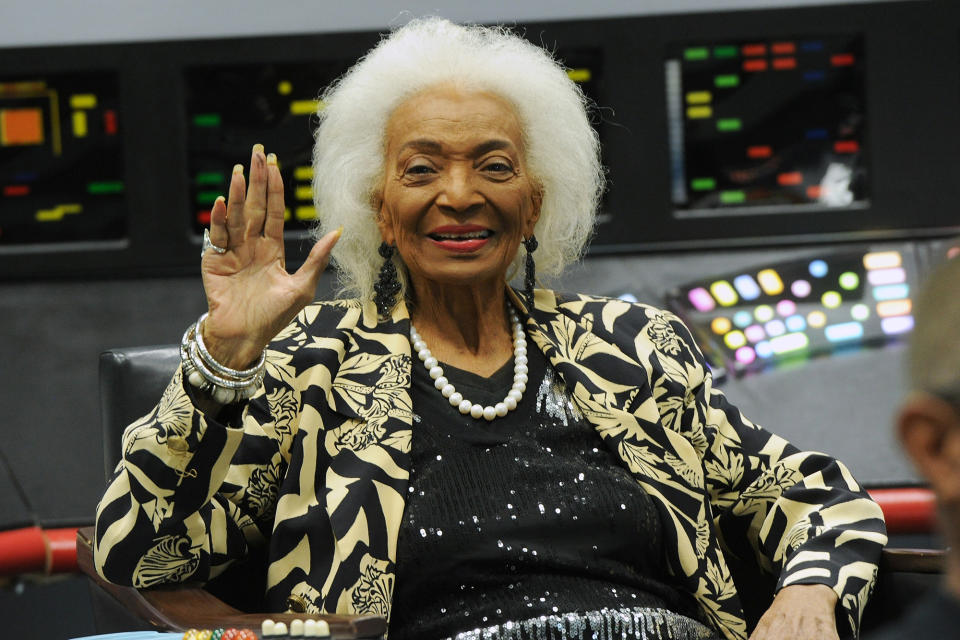 <p><i>Star Trek</i> alum Nichelle Nichols takes part in Day Three of the 2021 Los Angeles Comic Con on Dec. 5. </p>