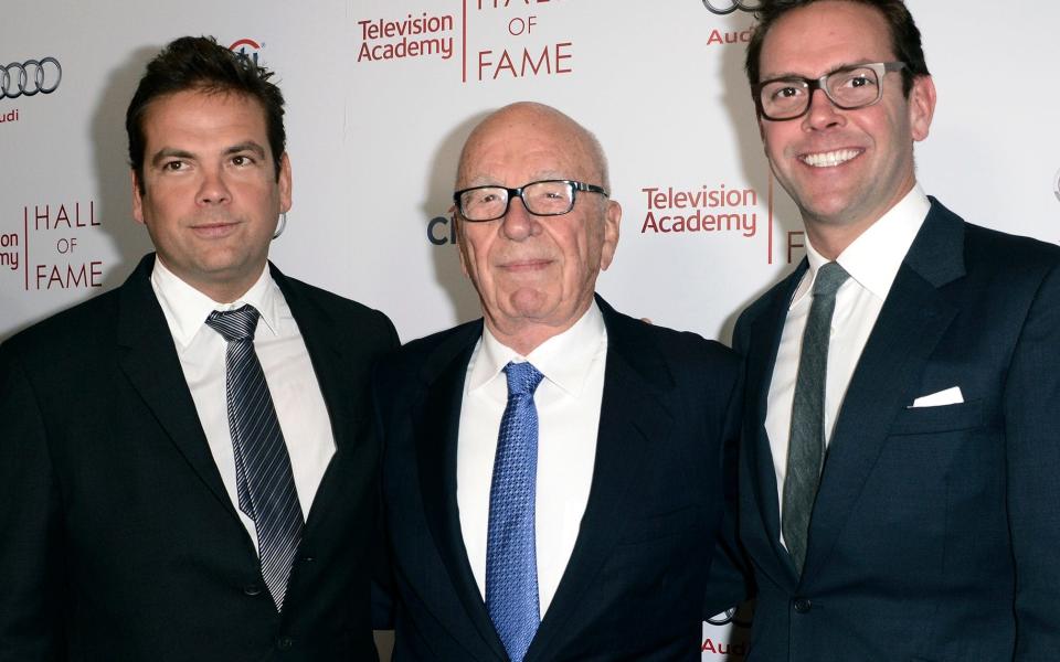 Rupert Murdoch is co-chairman of 21st Century Fox with his son Lachlan, left, while James, right is chief executive - Dan Steinberg