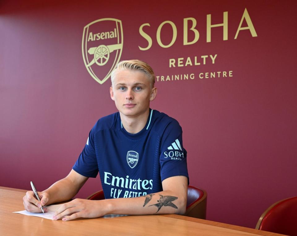 New recruit: Young goalkeeper Lucas Nygaard has joined Arsenal after a successful trial period (Arsenal FC via Getty Images)