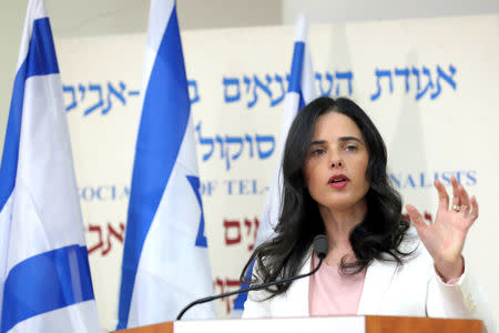 Israeli Justice Minister Ayelet Shaked, from the Jewish Home party, delivers a statement in Tel Aviv, Israel December 29, 2018. REUTERS/Corinna Kern