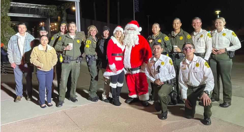 The annual Jolly Parade included Santa Claus and personnel from the Hesperia Sheriff’s Station, San Bernardino County Fire Department and Hesperia School Police. The parade stopped at several schools, with a final meet and greet, with hot chocolate at Civic Plaza Park next to City Hall.