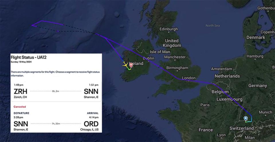 A map detailing the flight’s emergency landing.