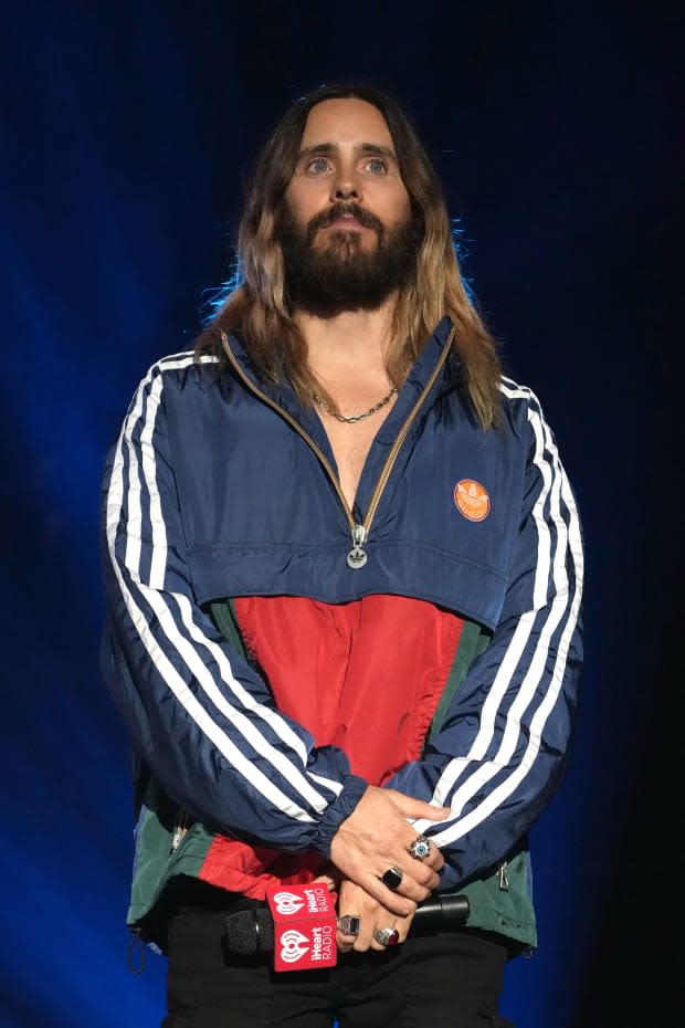 Jared Leto speaks onstage at the 2023 iHeartRadio ALTer EGO Presented by Capital One at The Kia Forum on Jan. 14, 2023, in Inglewood, California.<p><a href="https://www.gettyimages.com/detail/1456502257" rel="nofollow noopener" target="_blank" data-ylk="slk:Kevin Mazur/Getty Images;elm:context_link;itc:0;sec:content-canvas" class="link ">Kevin Mazur/Getty Images</a></p>